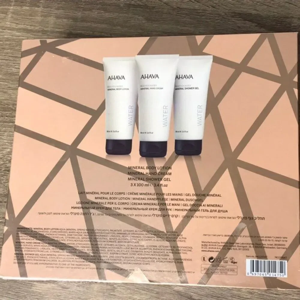 AHAVA Head to Toe Mineral Trio - Shower Gel, Hand Cream, Body Lotion. 3.4Oz EACH